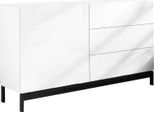 Dmora Credenza Adana 40X110X47.7H Cm Bianco Lucido, 3 Cassetti 2 Vani Italy