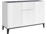 Dmora Credenza Albatross 40X120X82H Cm Bianco Lucido, Un Cassetto 3 Ante Italy