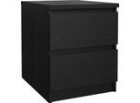 Dmora Comodino Daiki 40.2X50X49.5H Cm Nero, 2 Cassetti Apertura Scorrevole