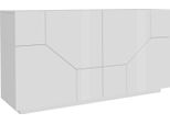 Dmora Credenza Ania 43X200X86H Cm Bianco Lucido, 4 Ante Apertura Push Pull Italy
