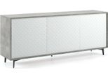 Dmora Credenza Aminda 45X184X77H Cm Grigio Cemento, Apertura Push Pull 6 Vani Italy