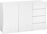 Dmora Credenza Athos 40.00X124.00X81.50H Cm Bianco Lucido, Apertura Battente E Scorrevole 2 Ante Italy