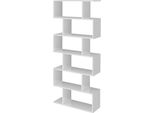 Dmora Libreria Alowha 25X80X192H Cm Bianco Bianco Lucido, 5 Ripiani Portata Ripiani 10 Italy