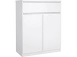 Dmora Credenza Genziana 40X80.4X100.4H Cm Bianco Lucido, Apertura Battente E Scorrevole 2 Ante