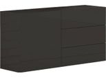 Dmora Credenza Benvenuta 40X110X35.2H Cm Nero Antracite Lucido, Un'anta 3 Cassetti Italy