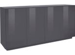 Dmora Credenza Aulina 41.4X180.1X86H Cm Nero Antracite Lucido, Apertura Battente 4 Ante Italy