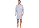 Camicia Da Notte Da Uomo Con Maniche Lunghe E Collo Rotondo, Grigio Chiaro/M