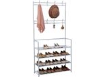 Herzberg Appendiabiti Segmentato Con Scarpiera A 4 Ripiani - 80X155 Cm