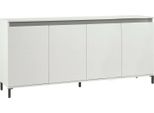 Dmora Credenza Filomena 40X184X90H Cm Bianco Lucido, Apertura Battente 4 Vani Italy