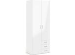 Dmora Guardaroba 2 Ante Apollina 49.5X200.4H Cm Bianco Bianco Lucido, Appendiabiti 2 Ante