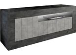 Dmora Mobile Porta Tv Iole 42X138X56H Cm Grigio Ardesia, Apertura Battente 3 Vani Italy