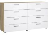 Dmora Credenza Aligon 40.35X140X82.9H Cm Bianco Lucido, 8 Cassetti Apertura Scorrevole