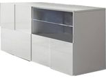 Dmora Mobile Porta Tv Ward 43X122X57H Cm Bianco Lucido, 2 Vani Un'anta Italy