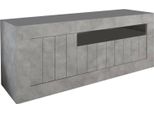 Dmora Mobile Porta Tv Iole 42X138X56H Cm Grigio Cemento, Apertura Battente 3 Vani Italy