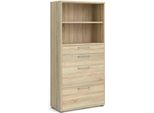Dmora Credenza Ciudad 40X89X185.5H Cm Marrone Quercia, 4 Cassetti 2 Vani
