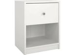 Dmora Comodino Kastri 30.1X37.9X48.4H Cm Bianco, Un Cassetto Apertura Scorrevole