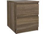 Dmora Comodino Daiki 40.2X50X49.5H Cm Marrone Rovere, 2 Cassetti Apertura Scorrevole
