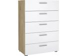 Dmora Cassettiera Alf 40.25X70X102H Cm Marrone Quercia, 5 Cassetti Apertura Scorrevole
