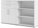 Dmora Credenza Albinea 40X178X113H Cm Bianco, 2 Cassetti 5 Vani