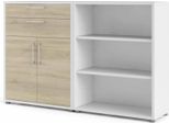 Dmora Credenza Albinea 40X178X113H Cm Bianco, 2 Cassetti 5 Vani