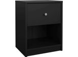 Dmora Comodino Kastri 30.1X37.9X48.4H Cm Nero, Un Cassetto Apertura Scorrevole