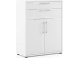 Dmora Credenza Agra 40X89X113H Cm Bianco, Apertura Battente E Scorrevole 2 Ante