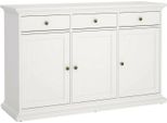 Dmora Credenza Asola 46.1X143.7X91.66H Cm Bianco, Apertura Battente E Scorrevole 3 Ante