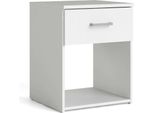 Dmora Comodino Giustina 35.95X37.6X47.5H Cm Bianco, Un Cassetto Apertura Scorrevole