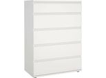 Dmora Cassettiera Arriba 40X76.8X106.6H Cm Bianco, 5 Cassetti Apertura Scorrevole