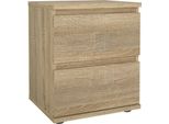 Dmora Comodino Albregio 34X40.2X48.2H Cm Marrone Quercia, 2 Cassetti Apertura Scorrevole