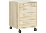 Dmora Cassettiera Ariosto 48.2X49.1X68.2H Cm Marrone Quercia, 4 Cassetti Apertura Scorrevole
