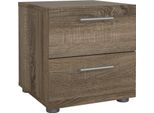Dmora Comodino Apolla 40X40.25X42.3H Cm Marrone Rovere, 2 Cassetti Apertura Scorrevole