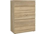 Dmora Cassettiera Arriba 40X76.8X106.6H Cm Marrone Quercia, 5 Cassetti Apertura Scorrevole