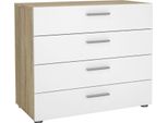 Dmora Cassettiera Arwen 40.25X80.2X68.1H Cm Marrone Quercia, 4 Cassetti Apertura Scorrevole