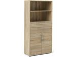 Dmora Credenza Albidona 40X89X185.5H Cm Marrone Quercia, 2 Cassetti 5 Vani