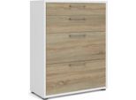Dmora Credenza Anghiari 40X89X113H Cm Bianco, 4 Cassetti Apertura Scorrevole