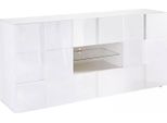 Dmora Credenza Zerba 43X181X84H Cm Bianco Lucido, 2 Cassetti 6 Vani Italy