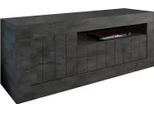 Dmora Mobile Porta Tv Iole 42X138X56H Cm Grigio Ardesia, Apertura Battente 3 Vani Italy