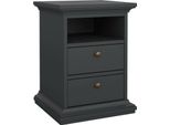 Dmora Comodino Alichin 40X43.6X58.8H Cm Grigio, 2 Cassetti Apertura Scorrevole