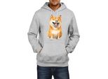 Felpa Con Cappuccio Da Uomo Funny Dogs Breeds Shiba Inu Dog Breed, Man 2XL , Gris