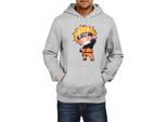 Felpa Con Cappuccio Da Uomo Naruto Naruto Chibi, Man 2XL , Gris