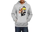 Felpa Con Cappuccio Da Uomo Naruto Naruto & Kurama, Man S , Gris