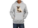 Felpa Con Cappuccio Da Uomo Dogs Breeds Pug Dog Breed 008, Man S , Gris