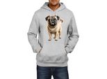 Felpa Con Cappuccio Da Uomo Dogs Breeds Pug Dog Breed 007, Man S , Gris