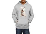 Felpa Con Cappuccio Da Uomo Dogs Breeds West Highland White Terrier Dog Breed 006, Man Xl , Gris