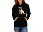 Felpa Con Cappuccio Da Donna Dogs Breeds Pug Dog Breed 008, Lady 2XL / Noir