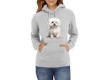 Felpa Con Cappuccio Da Donna Dogs Breeds Maltese Dog Breed 006, Lady Xl / Gris