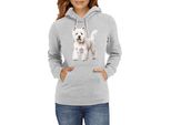 Felpa Con Cappuccio Da Donna Dogs Breeds West Highland White Terrier Dog Breed 005, Lady 2XL / Gris