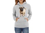 Felpa Con Cappuccio Da Donna Dogs Breeds Pug Dog Breed 007, Lady L / Gris