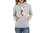 Felpa Con Cappuccio Da Donna Dogs Breeds West Highland White Terrier Dog Breed 006, Lady 2XL / Gris